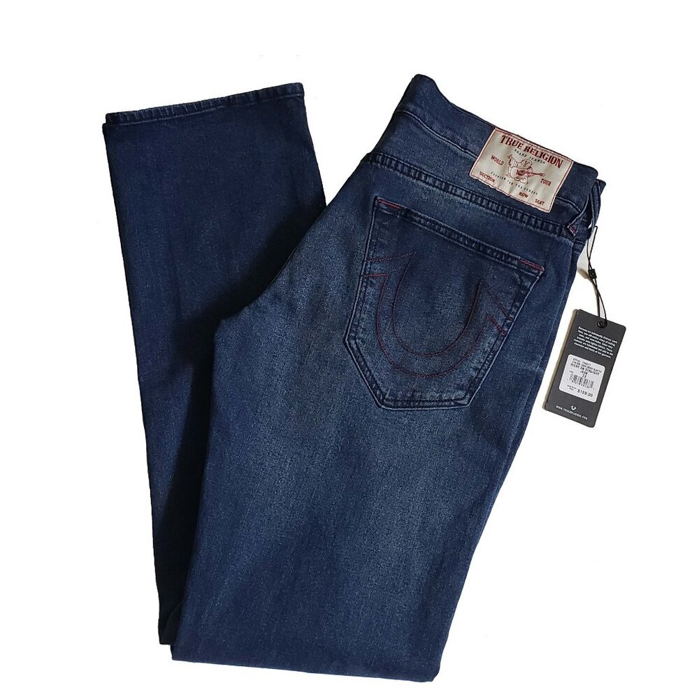 NWT True Religion Men's Ricky SN Straight Jeans Dark Indigo Blaster 32